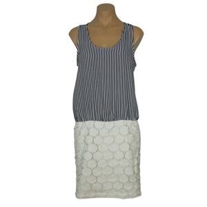 C.LUCE Womens M MEDIUM Cocktail Dress Striped Top Open Stitch Botttom